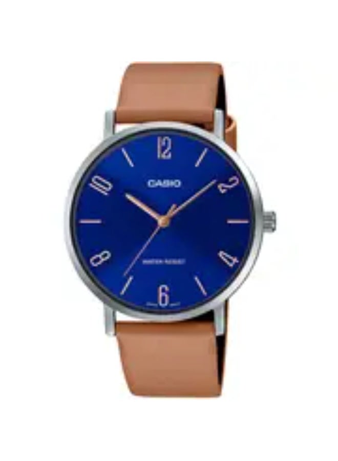 Casio Watch for Men MTP-VT01L-2B2UDF Analog Leather Band Multicolor, Multicolor, strap